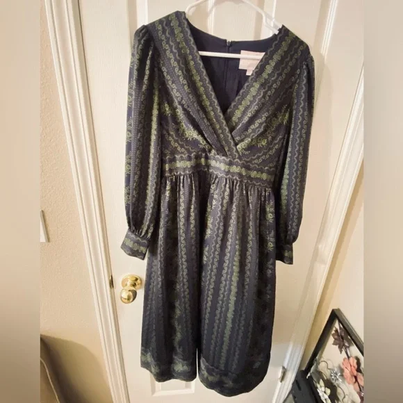 gal meets glam green dress Gal Meets Glam Collection Tatum Collared Tweed A-Line Dress, Womens, 2, Green Multi main image 1